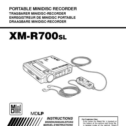 JVC XM-R700SL Minidisc Recorder Owners Instruction Manual