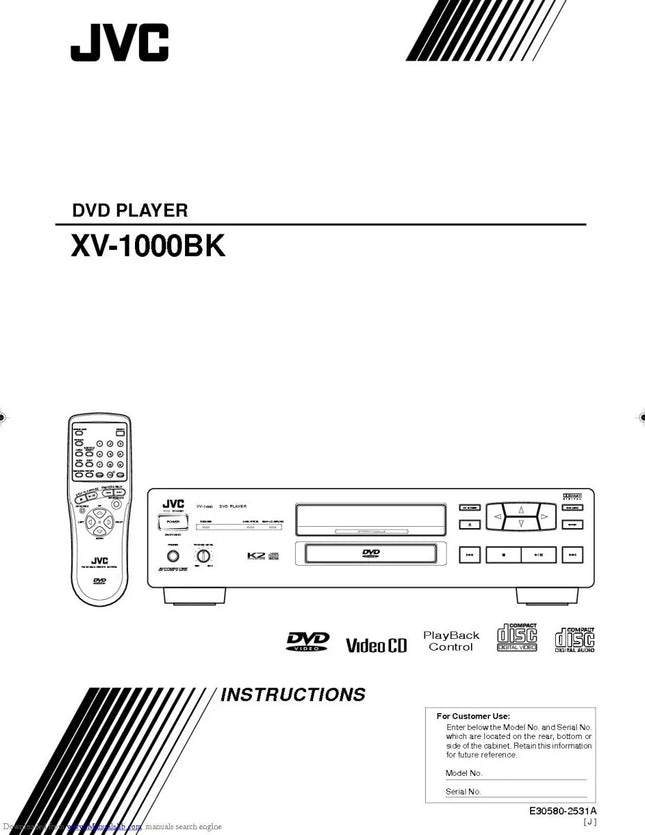 JVC XV-1000BK DVD Player Owners Instruction Manual