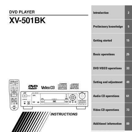 JVC XV-501BK DVD Player Owners Instruction Manual