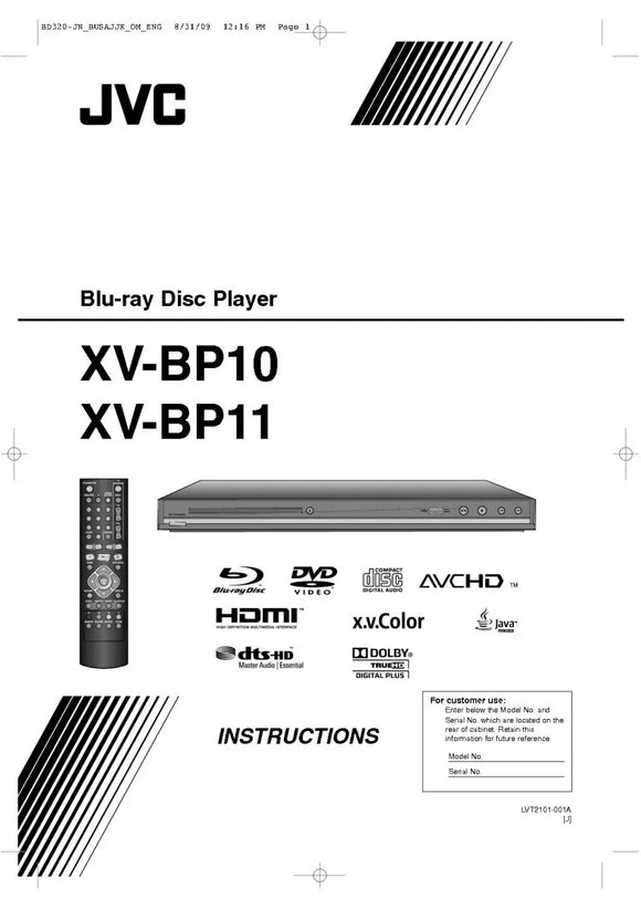 JVC XV-BP10 XV-BP11 DVD Player Owners Instruction Manual