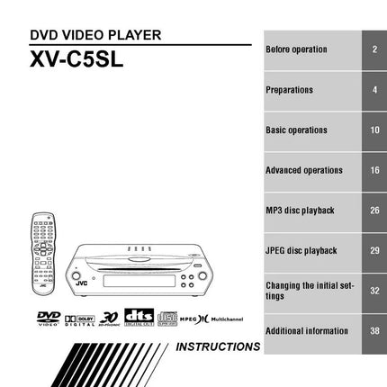 JVC XV-C5SL DVD Player Owners Instruction Manual