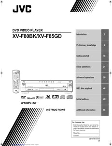 JVC XV-F80bk DVD PLAYER Owners Instruction Manual