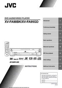 JVC XV-FA95GD XV-FA90BK DVD Player Owners Instruction Manual