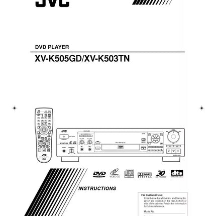 JVC XV-K503TN XV-K505GD DVD Player Owners Instruction Manual