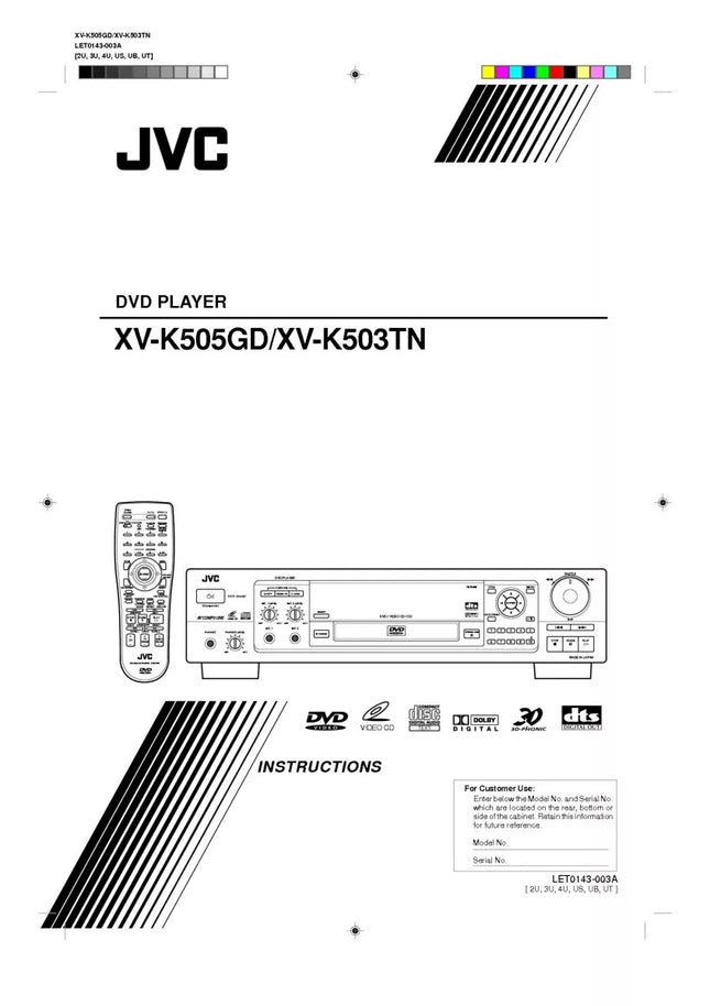 JVC XV-K503TN XV-K505GD DVD Player Owners Instruction Manual