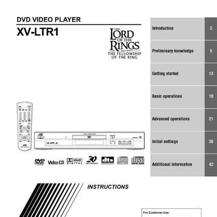 JVC XV-LTR1 DVD Player Owners Instruction Manual
