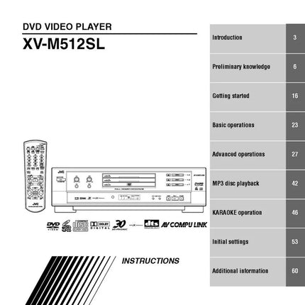 JVC XV-M512SL DVD Player Owners Instruction Manual