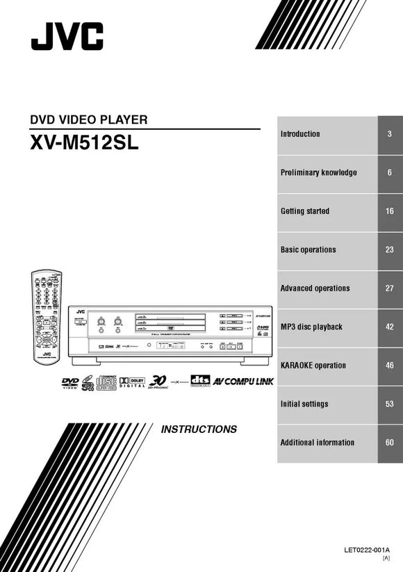 JVC XV-M512SL DVD Player Owners Instruction Manual