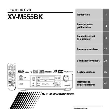 JVC XV-M555BK DVD Player Owners Instruction Manual