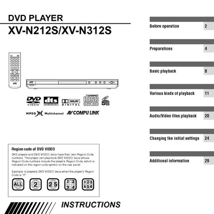 JVC XV-N212S XV-N312S DVD Player Owners Instruction Manual