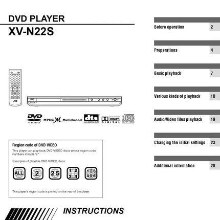 JVC XV-N22S DVD Player Owners Instruction Manual