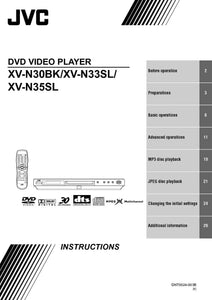 JVC XV-N30BK XV-N33SL XV-N35SL DVD Player Owners Instruction Manual