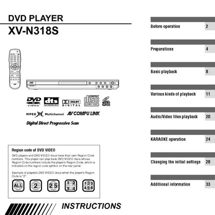 JVC XV-N318S DVD Player Owners Instruction Manual
