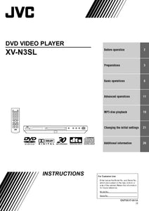 JVC XV-N3SL DVD Player Owners Instruction Manual