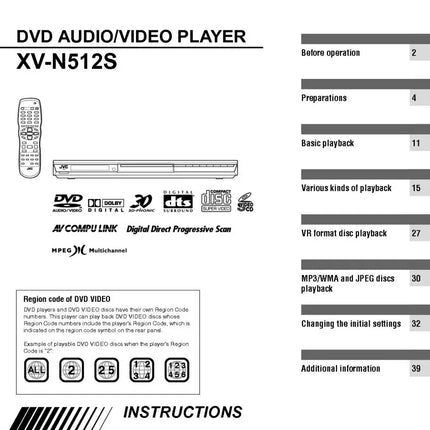 JVC XV-N512S DVD Player Owners Instruction Manual