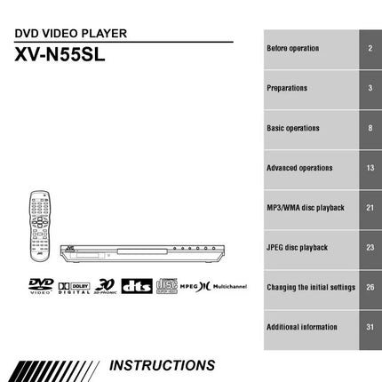 JVC XV-N55SL DVD Player Owners Instruction Manual