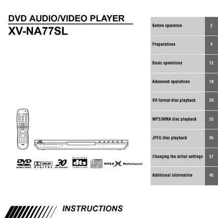 JVC XV-NA77SL DVD Player Owners Instruction Manual