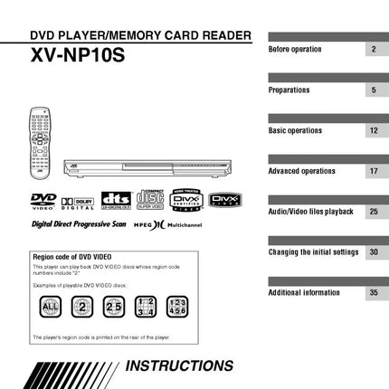JVC XV-NP10S DVD Player Owners Instruction Manual