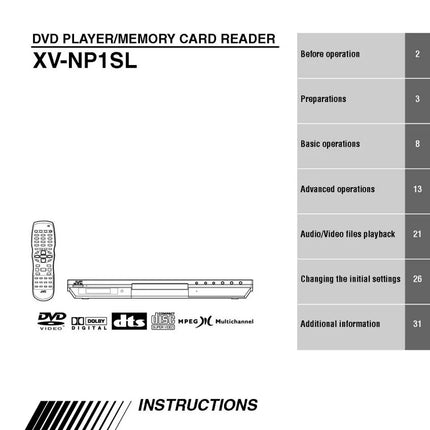 JVC XV-NP1SL DVD Player Owners Instruction Manual
