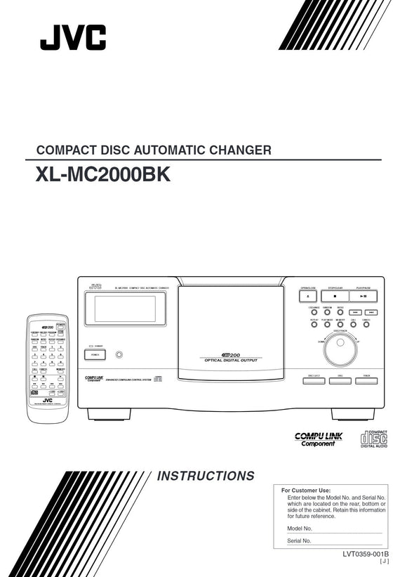 JVC XL-mc2000 CD PLAYER Owners Instruction Manual