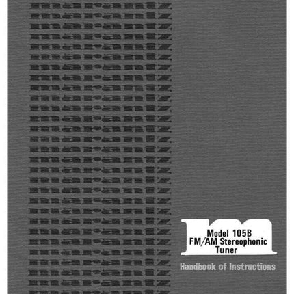 Marantz 105B Tuner Owners Manual