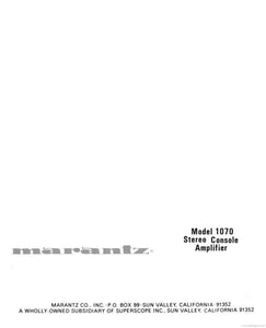 Marantz 1070 Amplifier Owners Instruction Manual