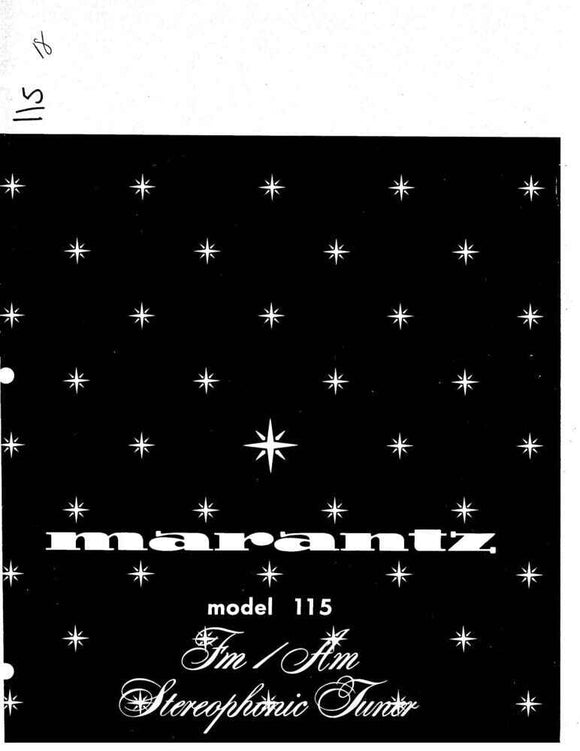 Marantz 115 Tuner Owners Manual