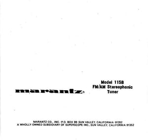 Marantz 115B Tuner Owners Manual