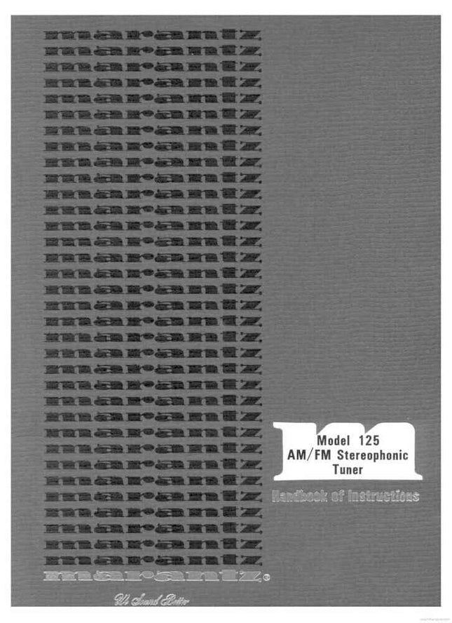 Marantz 125 Tuner Owners Instruction Manual