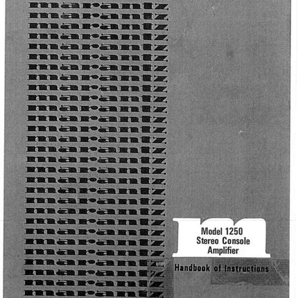 Marantz 1250 Amplifier Owners Manual