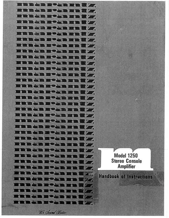 Marantz 1250 Amplifier Owners Manual