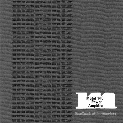 Marantz 140 Amplifier Owners Instruction Manual