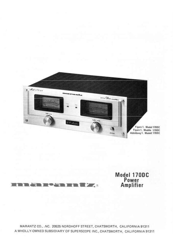 Marantz 170DC Amplifier Owners Manual