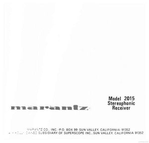 Marantz 2015 Receiver Owners Instruction Manual