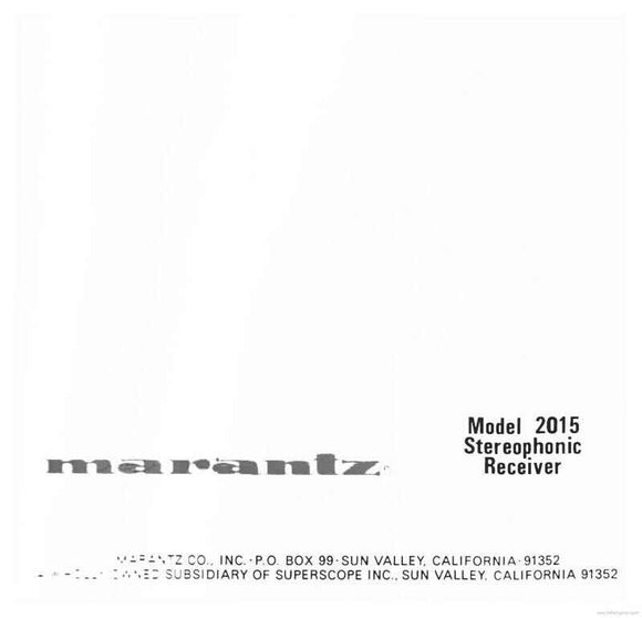 Marantz 2015 Receiver Owners Instruction Manual