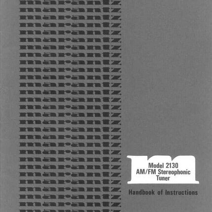 Marantz 2130 Tuner Owners Manual