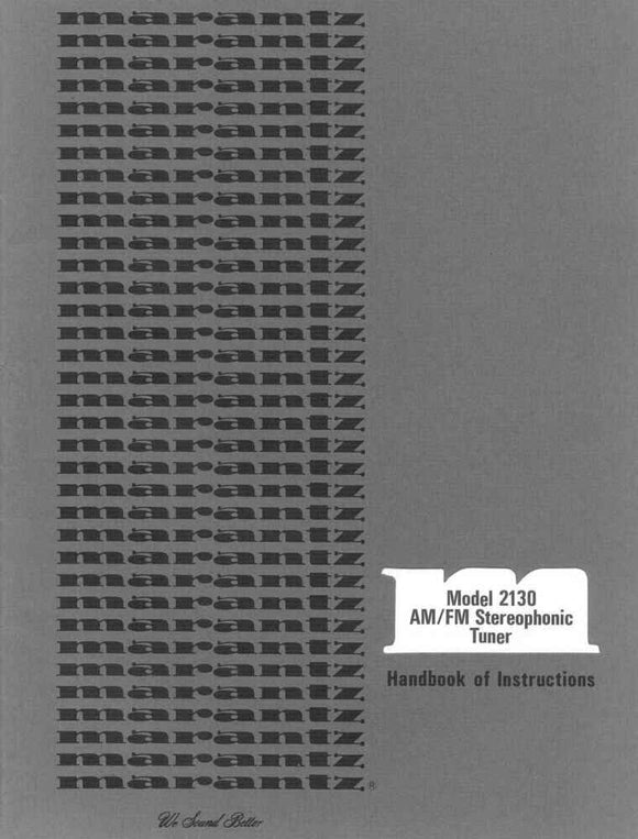 Marantz 2130 Tuner Owners Manual