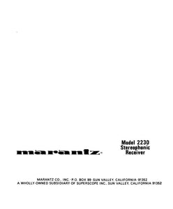 Marantz 2230 Receiver Owners Manual