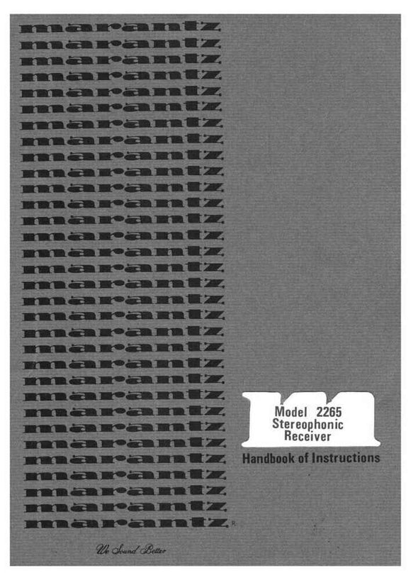 Marantz 2265 Receiver Owners Instruction Manual