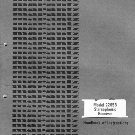 Marantz 2265B Receiver Owners Instruction Manual