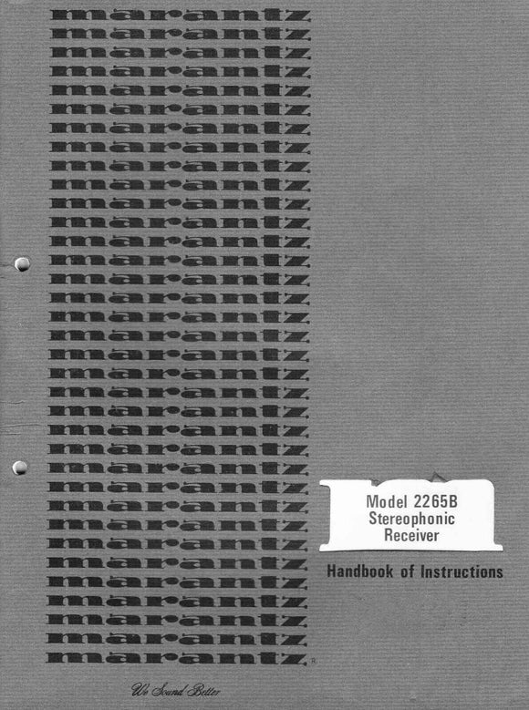 Marantz 2265B Receiver Owners Instruction Manual