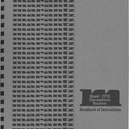 Marantz 2270 Receiver Owners Manual