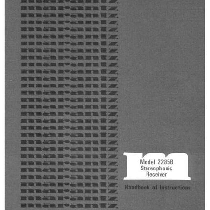 Marantz 2285B Receiver Owners Manual