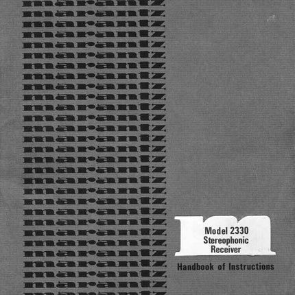 Marantz 2330 Receiver Owners Manual