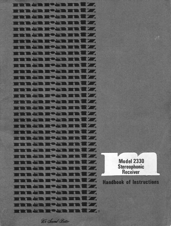 Marantz 2330 Receiver Owners Manual