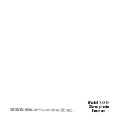Marantz 2330B Receiver Owners Manual