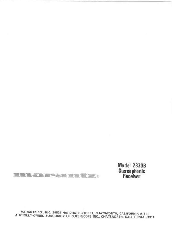 Marantz 2330B Receiver Owners Manual