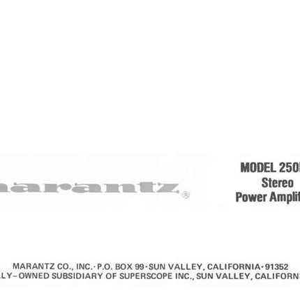 Marantz 250M Amplifier Owners Instruction Manual