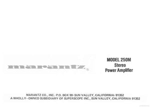 Marantz 250M Amplifier Owners Instruction Manual