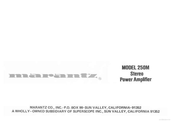 Marantz 250M Amplifier Owners Instruction Manual